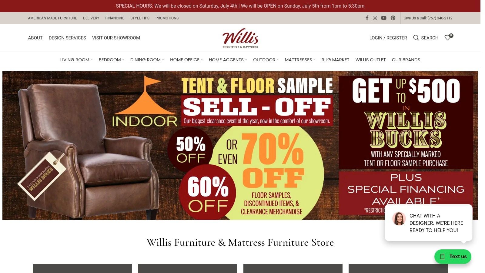 Screenshot from https://www.willisfurniture.com